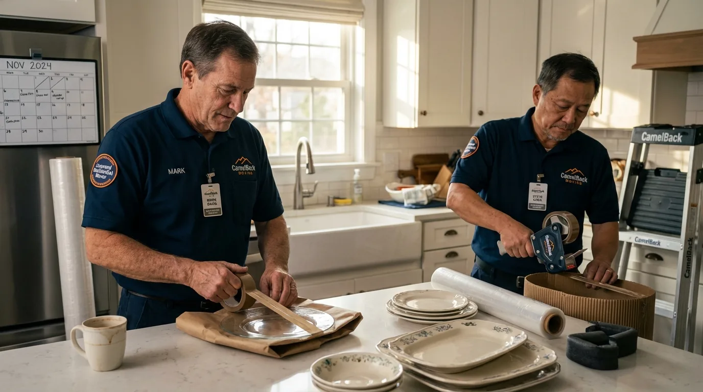 Professional crew packing kitchen dishware in Shelbina, MO
