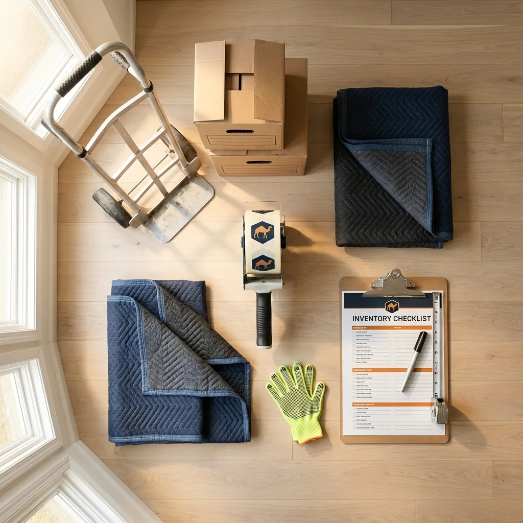 Professional moving supplies and packing materials layout for Shelbina residential relocations